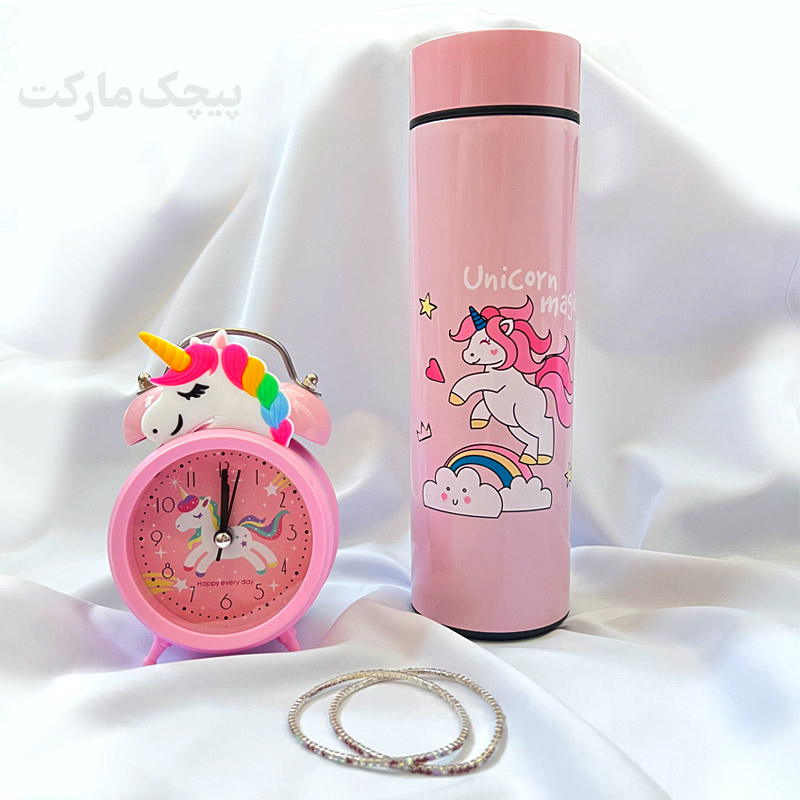 پک یونیکورن صورتی (فلاسک، ساعت و دستبند)